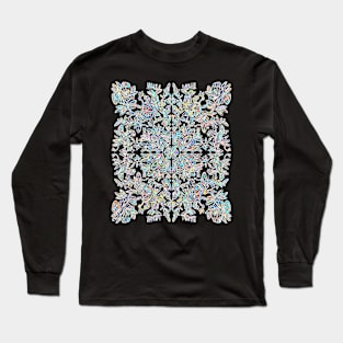 A symmetrical curvy white lined design in stained glass coloring Long Sleeve T-Shirt